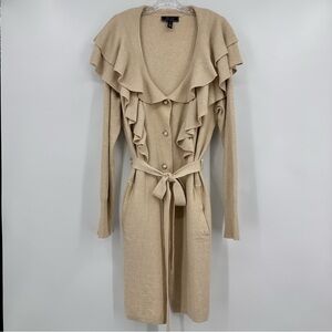 C Wonder Christian Siriano Luxe Yarn Sweater Coat Heather Mojave Tan Size L